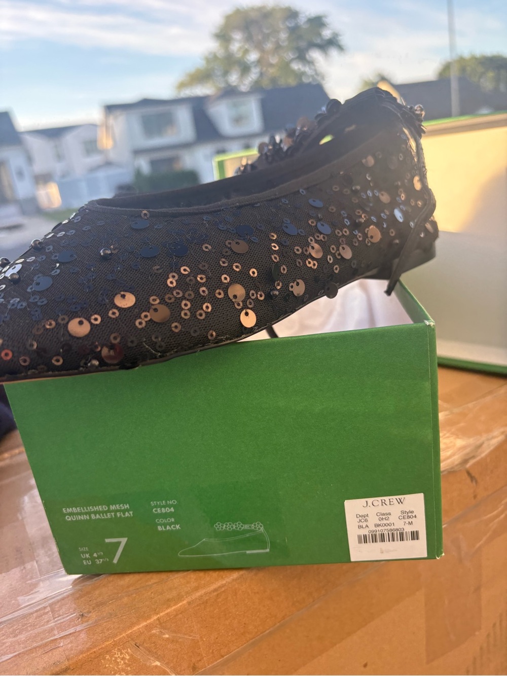New!!! J. Crew Black Sequin Embellished Mesh Ballet Flat